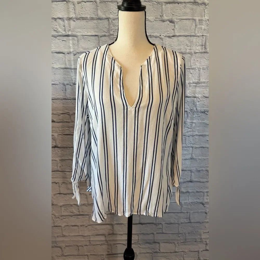 Michael Kors Navy and White Striped Blouse